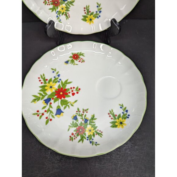 Persian Garden by Shafford Hand Painted Floral 9" Snack Plate Set of 2 No Cups - Picture 6 of 9